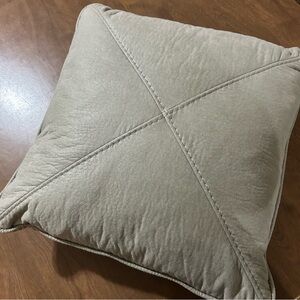 20" square faux leather & fabric throw pillow